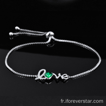 Dernier bracelet d&#39;argent Emeraude Diamond 925